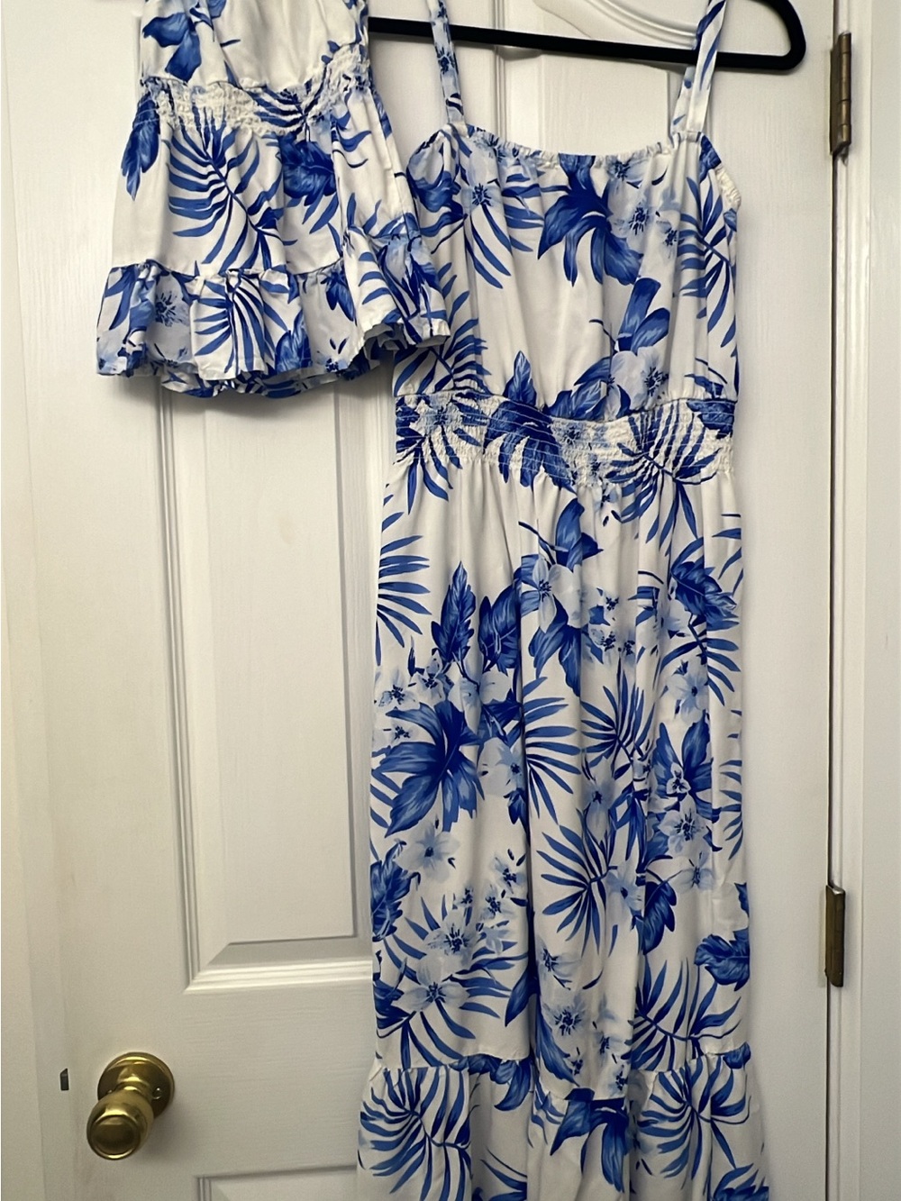 The Children's Place White and Blue Floral Smocked mommy and me dresses